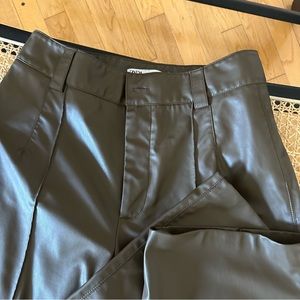 Brown faux high waisted leather pants - zara - Medium